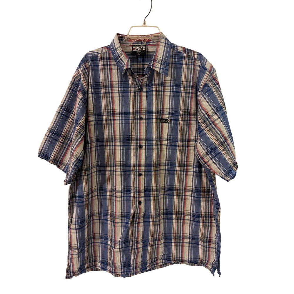 Southpole XL Plaid Button Up Short Sleeve Shirt Menswear Casual Top
